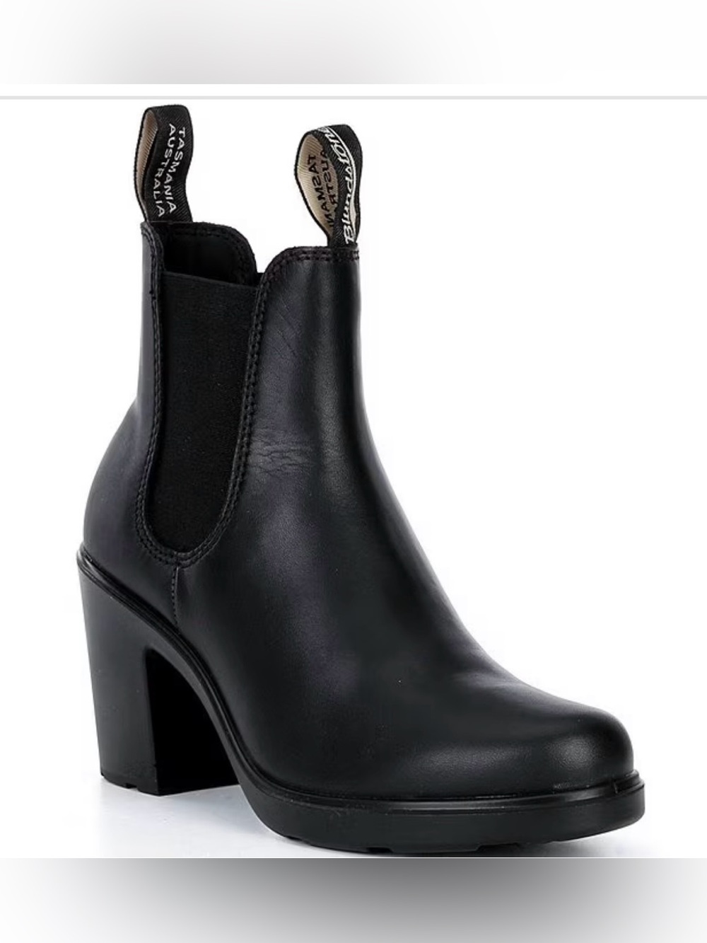 Blundstone Women's Block Heeled Water-Resistant Leather Booties Black